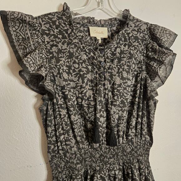 Cleobella Rachelle Mini Dress Raja Block Black Size S Floral Tie Front Tiered - Picture 5 of 14